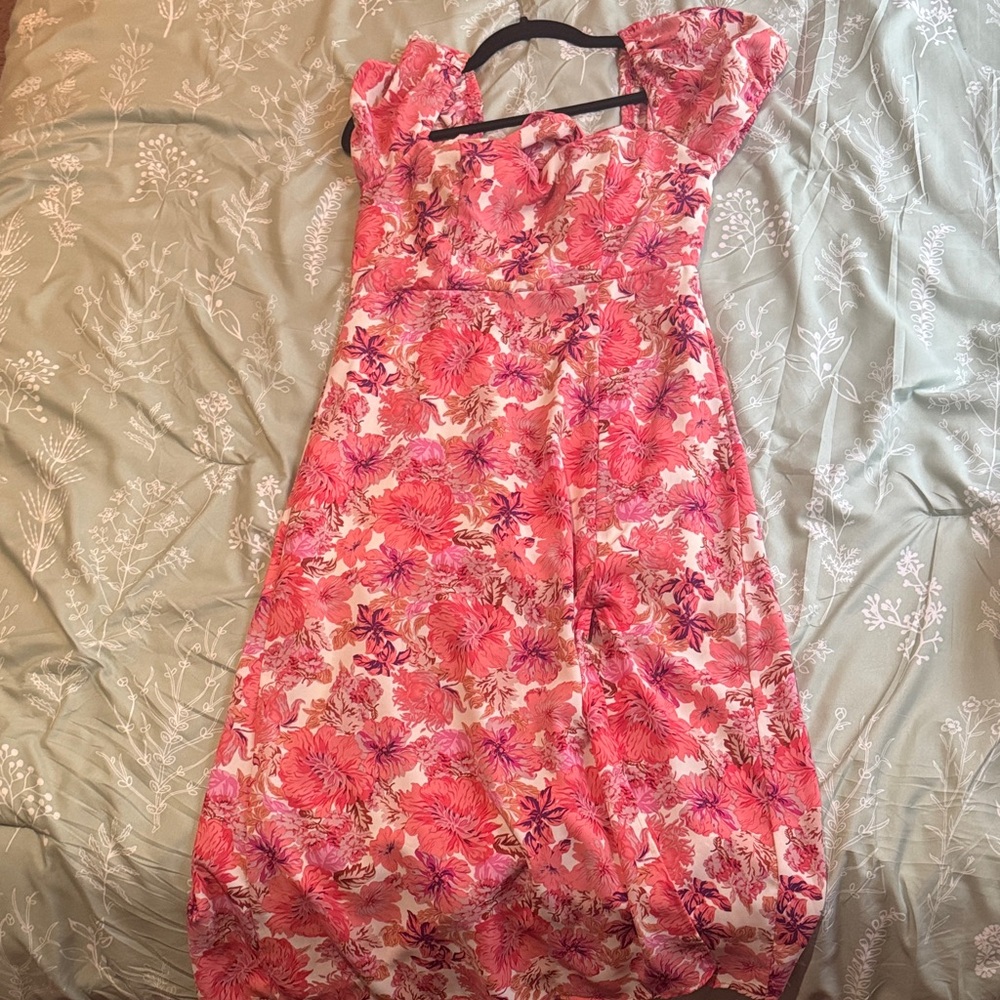 Hello Molly Pink Floral Midi Dress